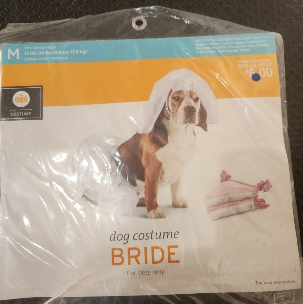 3/$20 Dog Bride Costume - White